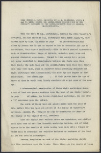 Sacco-Vanzetti Case Records, 1920-1928. Defense Papers. "Some Physical Facts Observed by A.H. Hamilton..." April 6-7, 1923. Box 16, Folder 39, Harvard Law School Library, Historical & Special Collections