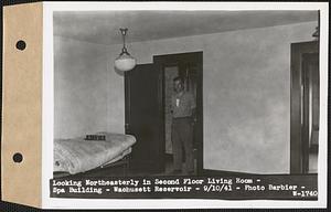 Looking northeasterly in second floor living room, Spa Building, Wachusett Reservoir, Clinton, Mass., Sep. 10, 1941