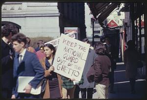 Demonstration against use of National Guard against rioters in Roxbury, Old City Hall, Boston