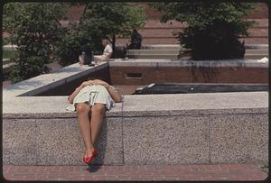 Boston City Hall Plaza, sunbather