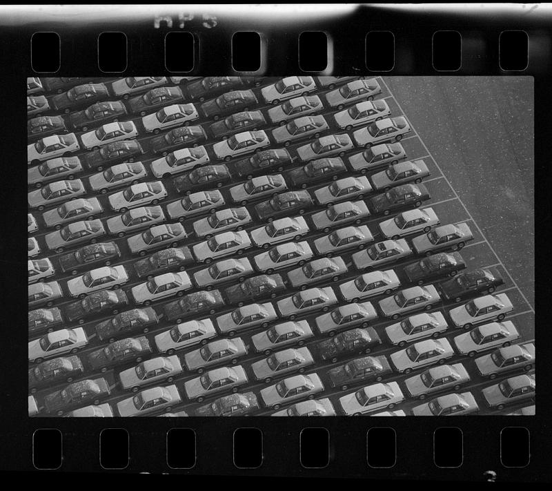 New Toyotas stored on Northern Avenue pier, Boston