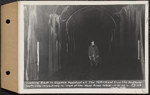 Contract No. 17, West Portion, Wachusett-Coldbrook Tunnel, Rutland, Oakham, Barre, looking east in Quabbin Aqueduct at Sta. 724+70 and 71 on the north and south sides respectively, west of the Ware River Intake, Barre, Mass., Apr. 16, 1936