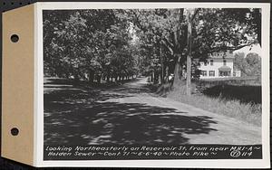 Contract No. 71, WPA Sewer Construction, Holden, looking northeasterly on Reservoir Street from near manhole 1-A, Holden Sewer, Holden, Mass., Jun. 6, 1940