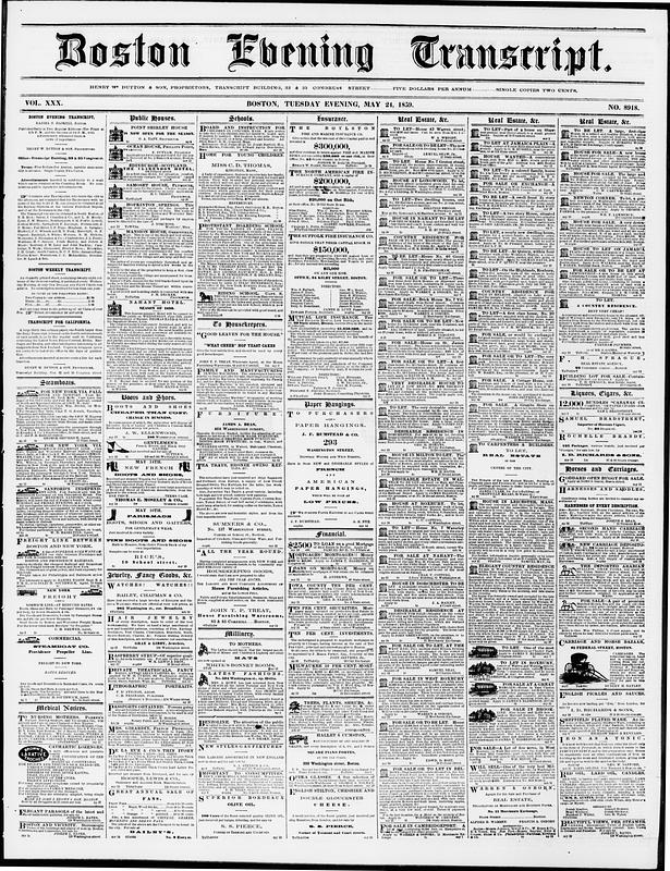 Boston Evening Transcript. May 24, 1859 - Digital Commonwealth