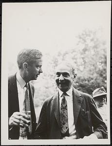 Serge Koussevitzky with an unidentified man