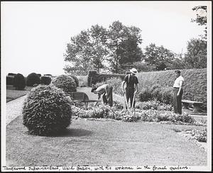 Tanglewood superintendent, Ward Gaston, with his workmen in the formal gardens