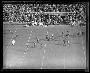 Football game, possibly versus Holy Cross, Harvard Stadium