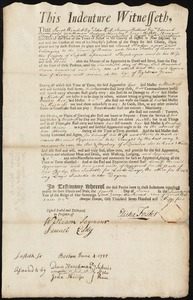 Sarah Haden indentured to apprentice with Elisha Foster of Boston, 4 June 1755