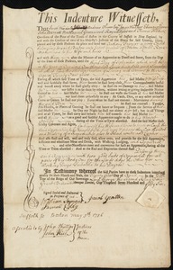 Anthony Frazier indentured to apprentice with Jacob Yeatten [Yeaton] of Boston, 21 April 1756