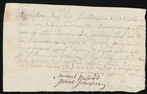 William Thomas indentured to apprentice with Joseph Johnson of Holliston, 11 May 1756