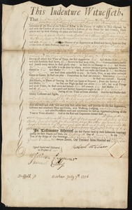 James Gordon indentured to apprentice with Robert McClure of Londonderry, 18 June 1756