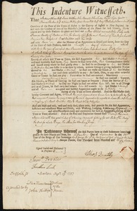 John Fisk indentured to apprentice with Thomas Bently of Boston, 15 September 1757