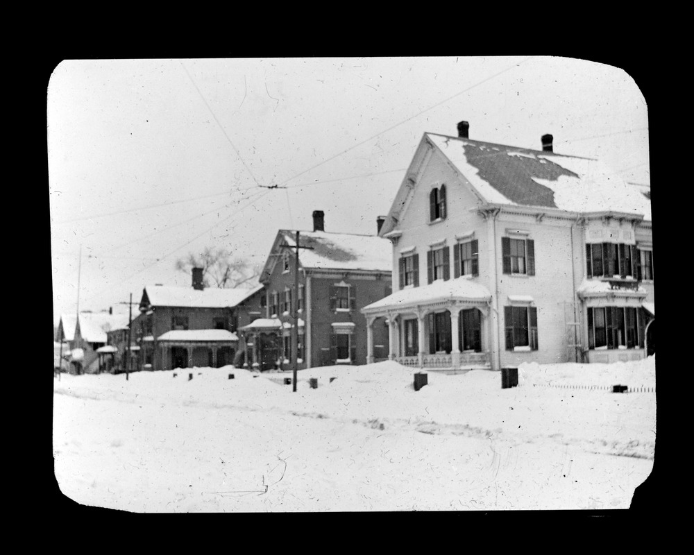 Snow scene Hancock Street, near Elm Street