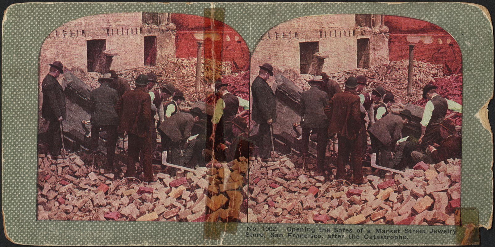 Opening the safes of a Market Street jewelry store, San Francisco, after the catastrophe