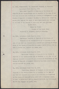 Sacco-Vanzetti Case Records, 1920-1928. Commonwealth v. Vanzetti (Bridgewater Trial). List of Indictments, 1920. Box 1, Folder 2, Harvard Law School Library, Historical & Special Collections