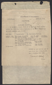 Sacco-Vanzetti Case Records, 1920-1928. Commonwealth v. Vanzetti (Bridgewater Trial). Indictment, Bill 8100: Assault with intent to rob, 1920. Box 1, Folder 3, Harvard Law School Library, Historical & Special Collections