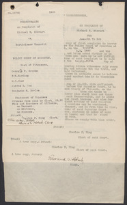 Sacco-Vanzetti Case Records, 1920-1928. Commonwealth v. Vanzetti (Bridgewater Trial). Complaint against Vanzetti by Michael E. Stewart, 1920. Box 1, Folder 7, Harvard Law School Library, Historical & Special Collections