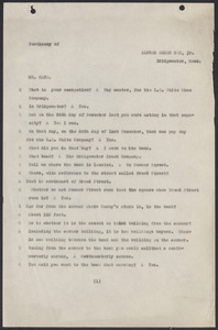 Sacco-Vanzetti Case Records, 1920-1928. Commonwealth v. Vanzetti (Bridgewater Trial). Preliminary Examination Transcript (carbon copy), 1920. Box 1, Folder 15, Harvard Law School Library, Historical & Special Collections
