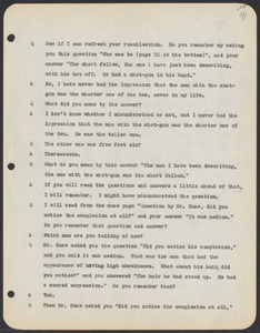Sacco-Vanzetti Case Records, 1920-1928. Commonwealth v. Vanzetti (Bridgewater Trial). Trial Transcript, pages 91-120, 1920. Box 1, Folder 23, Harvard Law School Library, Historical & Special Collections