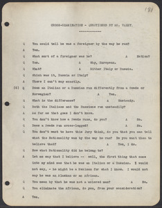 Sacco-Vanzetti Case Records, 1920-1928. Commonwealth v. Vanzetti (Bridgewater Trial). Trial Transcript, pages 181-214, 1920. Box 1, Folder 26, Harvard Law School Library, Historical & Special Collections