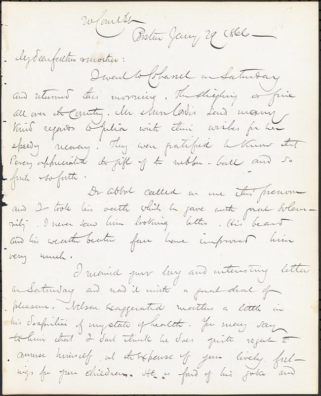 Letter from John D. Long to Zadoc Long and Julia D. Long, January 29, 1866
