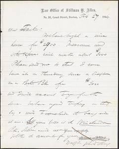 Letter from John D. Long to Zadoc Long, February 27, 1866