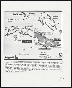 Where Flora Devastated Cuba--Map locates Cuba's Camaguey and Oriente provinces where Hurricane Flora caused more than 1,000 deaths and material losses of million of pesos, a communique by Premier Fidel Castro said today. The communique, broadcast by Havana radio and hear in Miami, also said the biggest rivers of the island, the Contramaestre and Cauto, were sent over their banks by heavy rains.