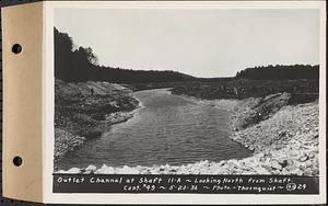 Contract No. 49, Excavating Diversion Channels, Site of Quabbin Reservoir, Dana, Hardwick, Greenwich, outlet channel at Shaft 11A, looking north from shaft, Hardwick, Mass., May 20, 1936