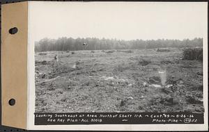 Contract No. 49, Excavating Diversion Channels, Site of Quabbin Reservoir, Dana, Hardwick, Greenwich, looking southeast at area north of Shaft 11A, Hardwick, Mass., Aug. 26, 1936