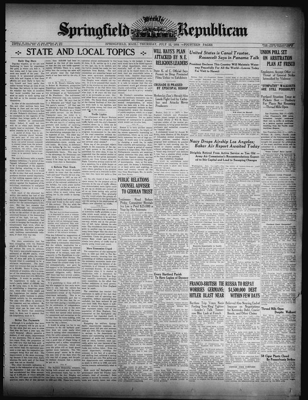 Springfield Weekly Republican. July 12, 1934 - Digital Commonwealth