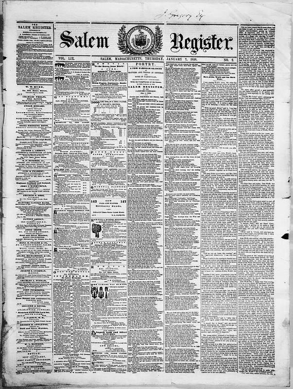 Salem Register January 07 1858 Digital Commonwealth