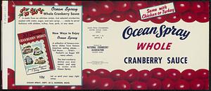 Ocean Spray Whole Cranberry Sauce 1 lb. Serves 6 Can Label
