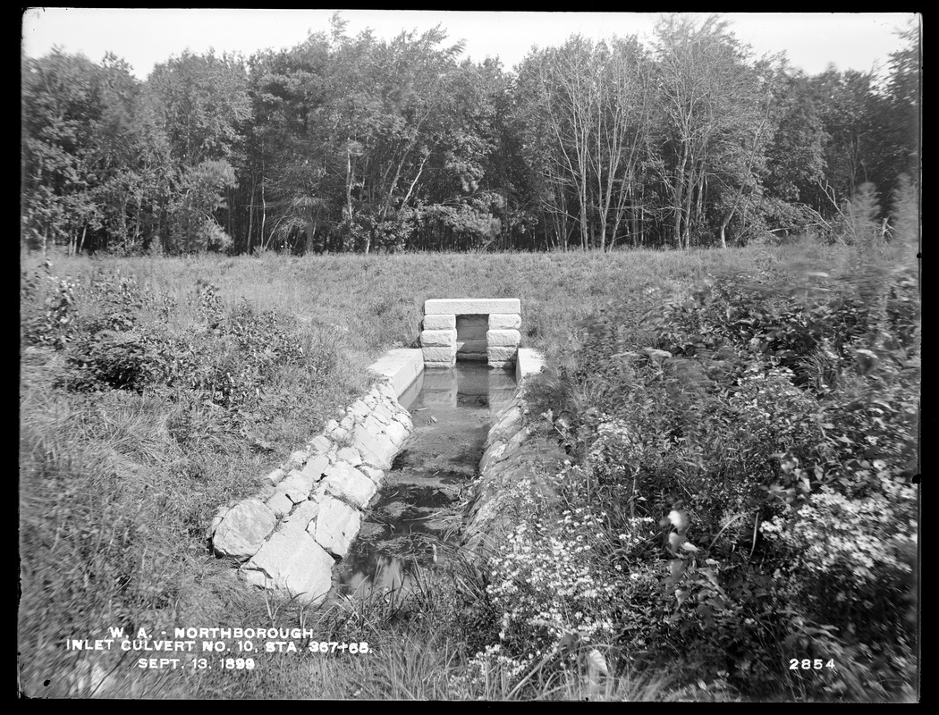 Wachusett Aqueduct, inlet, Culvert No. 10, station 367+65, Northborough, Mass., Sep. 13, 1899