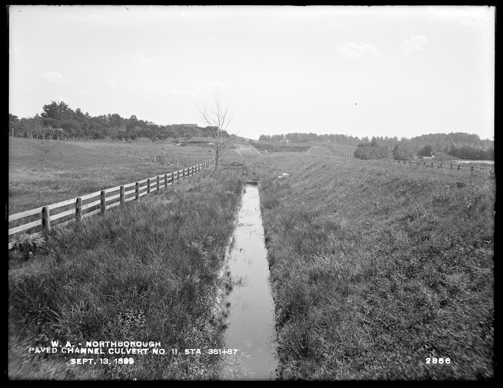 Wachusett Aqueduct, paved channel, Culvert No. 11, station 381+87, Northborough, Mass., Sep. 13, 1899