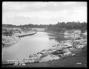 Distribution Department, Northern High Service Middlesex Fells Reservoir, west basin, from the northwest, at Dam No. 2, Stoneham, Mass., Sep. 27, 1899