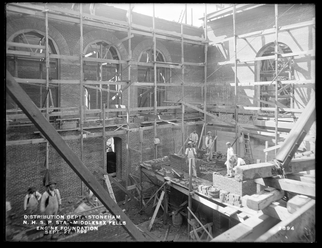Distribution Department, Northern High Service Spot Pond Pumping Station, engine foundations, from the east, Stoneham, Mass., Sep. 27, 1899