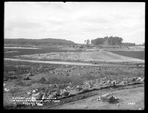 Distribution Department, Low Service Spot Pond Reservoir, sanding on Section 1, from the south, Stoneham, Mass., Sep. 27, 1899