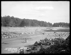Distribution Department, Low Service Spot Pond Reservoir, riprap on Pond Street, Section 1, from the west, Stoneham, Mass., Sep. 27, 1899