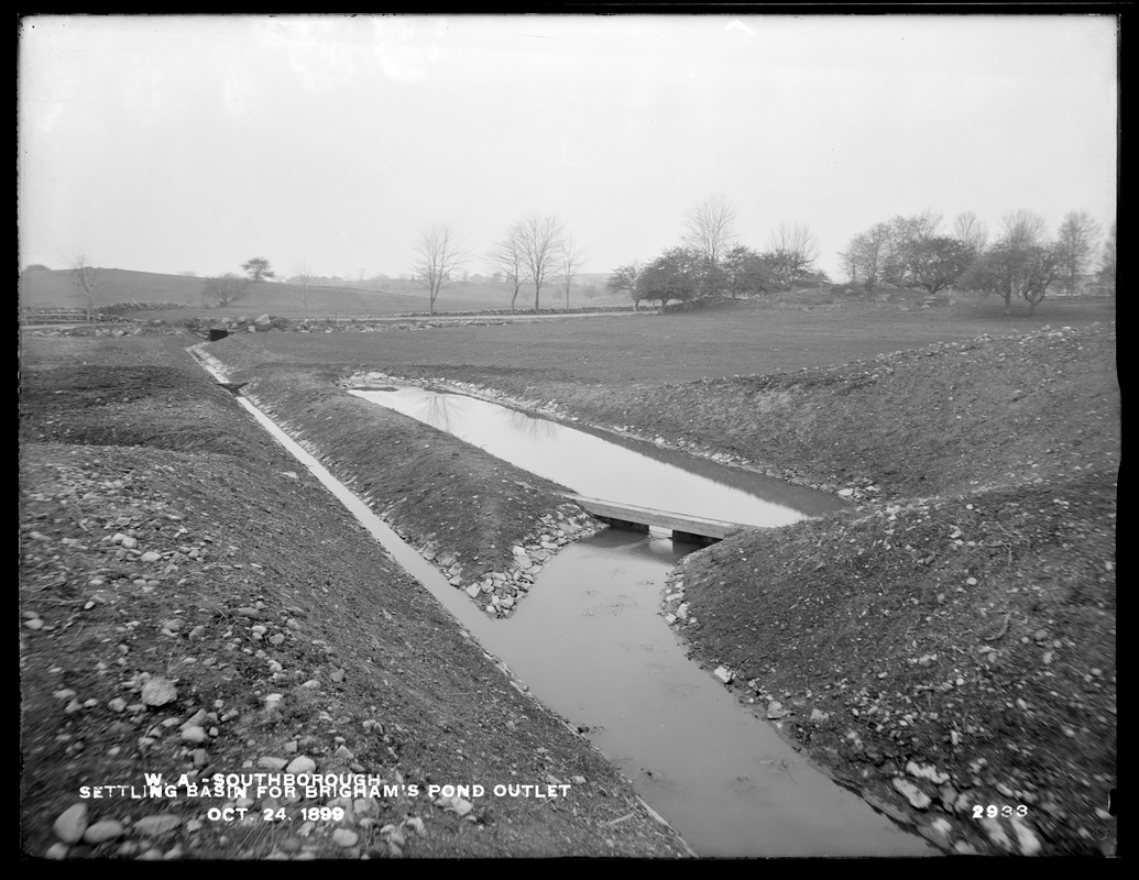 Wachusett Aqueduct, settling basin for Brigham's Pond outlet, Southborough, Mass., Oct. 24, 1899