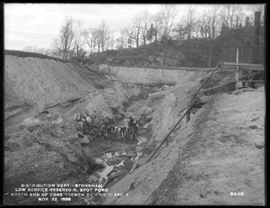 Distribution Department, Low Service Spot Pond Reservoir, north end of core trench, Dam No. 11, Section 2, from the east, Stoneham, Mass., Nov. 22, 1899