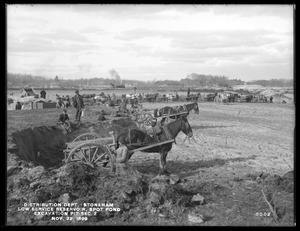 Distribution Department, Low Service Spot Pond Reservoir, excavation pit for sanding, Section 2, near Hammer Neck, from the south, Stoneham, Mass., Nov. 22, 1899