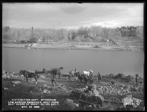 Distribution Department, Low Service Spot Pond Reservoir, work on east shore of Great Island, Section 5, from the west, Stoneham, Mass., Nov. 22, 1899