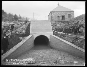 Distribution Department, Low Service Spot Pond Reservoir, inlet conduit, Dam No. 4, Section 6, from the north, Stoneham, Mass., Nov. 22, 1899
