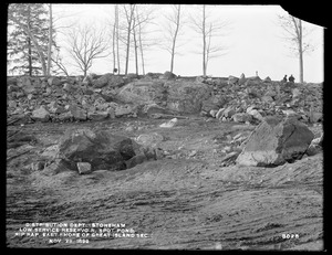 Distribution Department, Low Service Spot Pond Reservoir, riprap on east shore of Great Island, Section 5, from the east, Stoneham, Mass., Nov. 29, 1899