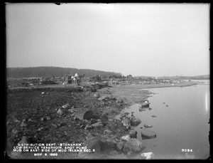 Distribution Department, Low Service Spot Pond Reservoir, stripping mud on the east side of Mud Island, Section 5, from the south, Stoneham, Mass., Nov. 9, 1899