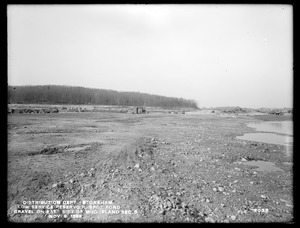 Distribution Department, Low Service Spot Pond Reservoir, mud area covered with gravel, on the east side of Mud Island, Section 5, from the south, Stoneham, Mass., Nov. 9, 1899