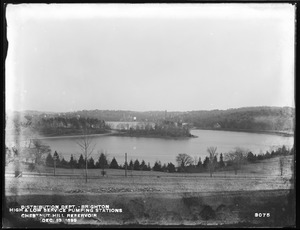 Distribution Department, Chestnut Hill Low Service and High Service Pumping Stations, from the northwest on hill, Brighton, Mass., Dec. 13, 1899
