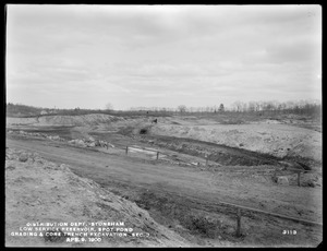 Distribution Department, Low Service Spot Pond Reservoir, grading and core trench excavation, Section 3, Stoneham, Mass., Apr. 9, 1900