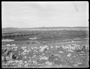 Distribution Department, Low Service Spot Pond Reservoir, logs and stumps from mud excavation, Section 4, Stoneham, Mass., Apr. 9, 1900