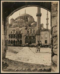 The great Sultan Ahmed Mosque as seen through an archway